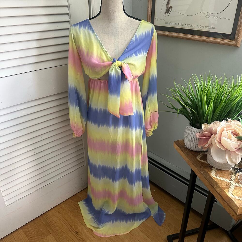 Beach Riot Cover Up Womens Small Maxi Shiloh Cotton Candy Ombre Luxe Resort